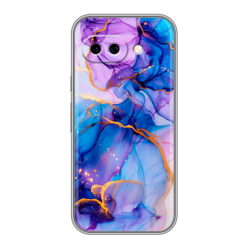 Силиконовый чехол на Google Pixel 9A с принтом синий мрамор