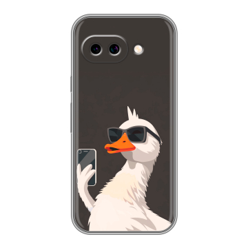 Силиконовый чехол на Google Pixel 9A с принтом утка в очках Силиконовый чехол на Google Pixel 9A с принтом утка в очках
