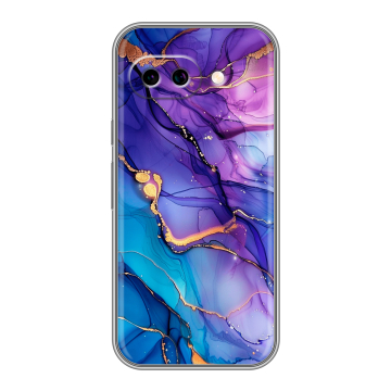 Силиконовый чехол на Google Pixel 9A с принтом синий мрамор Силиконовый чехол на Google Pixel 9A с принтом синий мрамор
