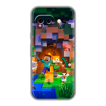 Силиконовый чехол на Google Pixel 9A с принтом Майнкрафт Minecraft Силиконовый чехол на Google Pixel 9A с принтом Майнкрафт Minecraft