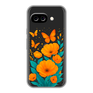 Силиконовый чехол на Google Pixel 9A с принтом цветы бабочки