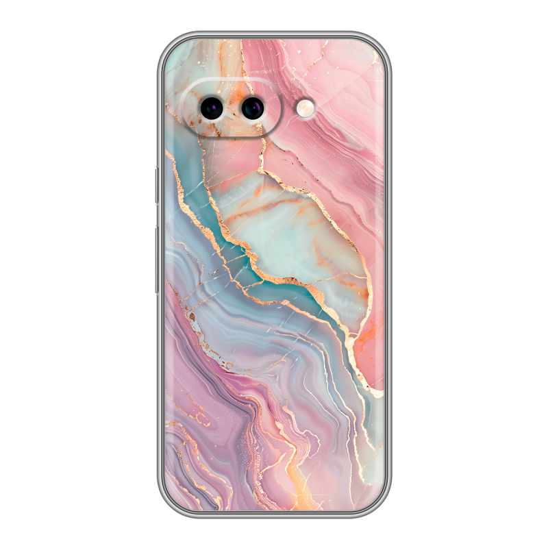 Силиконовый чехол на Google Pixel 9A с принтом розовый мрамор Силиконовый чехол на Google Pixel 9A с принтом розовый мрамор