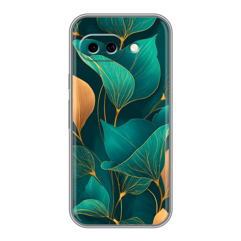 Силиконовый чехол на Google Pixel 9A с принтом Листья и золото Силиконовый чехол на Google Pixel 9A с принтом Листья и золото