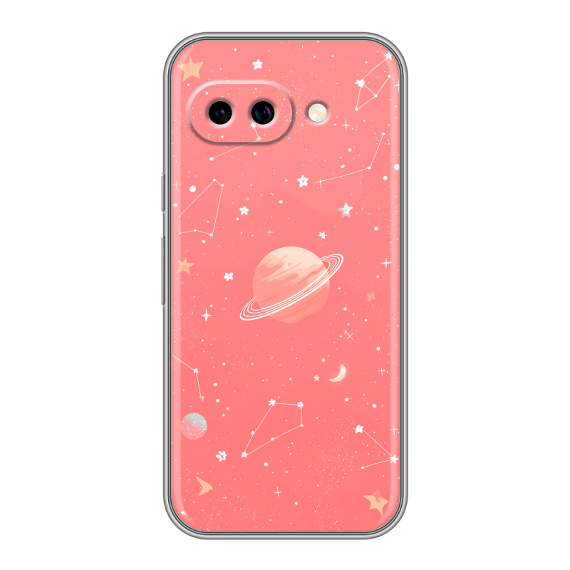 Силиконовый чехол на Google Pixel 9A с принтом Розовый космос Силиконовый чехол на Google Pixel 9A с принтом Розовый космос