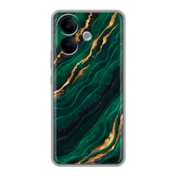 Силиконовый чехол на Vivo V60 Lite с принтом Мрамор зеленое золото Силиконовый чехол на Vivo V60 Lite с принтом Мрамор зеленое золото
