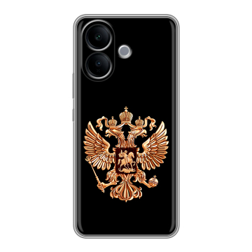 Силиконовый чехол на Vivo V60 Lite с принтом Герб России золотой Силиконовый чехол на Vivo V60 Lite с принтом Герб России золотой