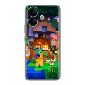 Силиконовый чехол на Vivo V60 Lite с принтом Майнкрафт Minecraft Силиконовый чехол на Vivo V60 Lite с принтом Майнкрафт Minecraft