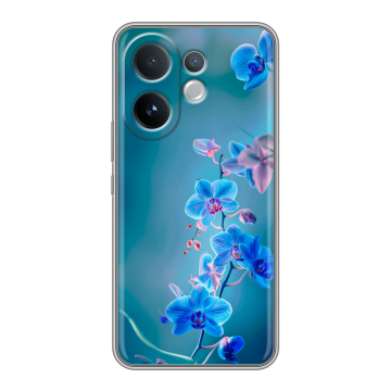 Силиконовый чехол на Vivo V60 с принтом Голубые цветы