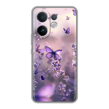 Силиконовый чехол на Vivo V60 с принтом бабочки и лаванда