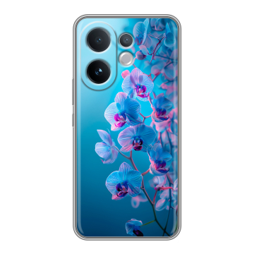 Силиконовый чехол на Vivo V60 с принтом голубые орхидеи Силиконовый чехол на Vivo V60 с принтом голубые орхидеи