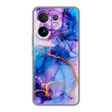 Силиконовый чехол на Vivo V60 с принтом синий мрамор