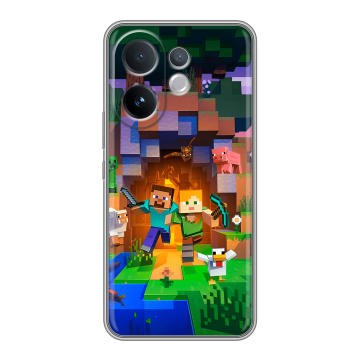 Силиконовый чехол на Vivo V60 с принтом Майнкрафт Minecraft Силиконовый чехол на Vivo V60 с принтом Майнкрафт Minecraft