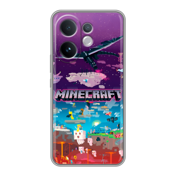 Силиконовый чехол на Vivo V60 с принтом Майнкрафт Minecraft