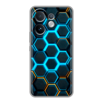 Силиконовый чехол на Vivo V60 с принтом Неоновые соты