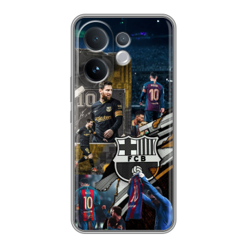 Силиконовый чехол на Vivo V60 с принтом Messi Barcelona