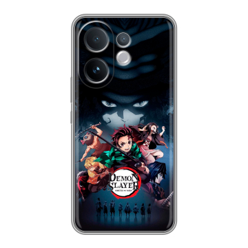 Силиконовый чехол на Vivo V60 с принтом Demon Slayer Клинок рассекающий демонов Силиконовый чехол на Vivo V60 с принтом Demon Slayer Клинок рассекающий демонов