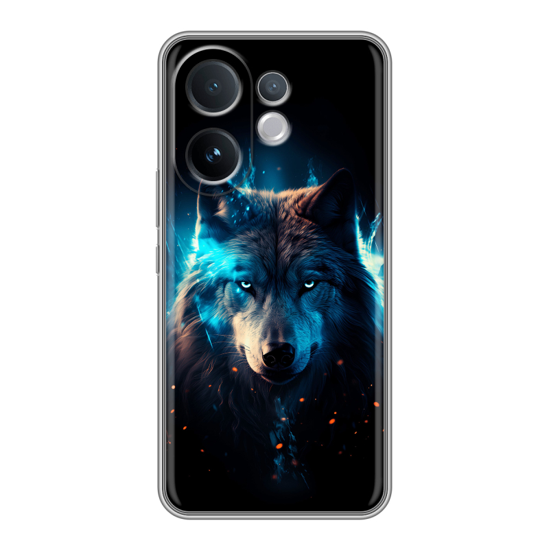 Силиконовый чехол на Vivo V60 с принтом Волк ночной Силиконовый чехол на Vivo V60 с принтом Волк ночной
