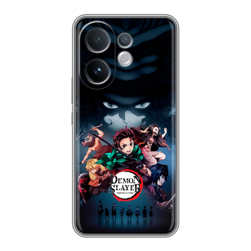 Силиконовый чехол на Vivo V60 с принтом Demon Slayer Клинок рассекающий демонов Силиконовый чехол на Vivo V60 с принтом Demon Slayer Клинок рассекающий демонов