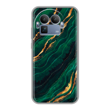 Силиконовый чехол на Realme GT8 Pro с принтом Мрамор зеленое золото Силиконовый чехол на Realme GT8 Pro с принтом Мрамор зеленое золото