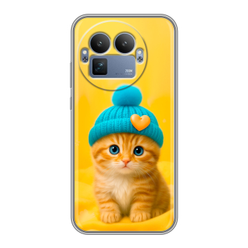 Силиконовый чехол на Realme GT8 Pro с принтом Котенок в шапке