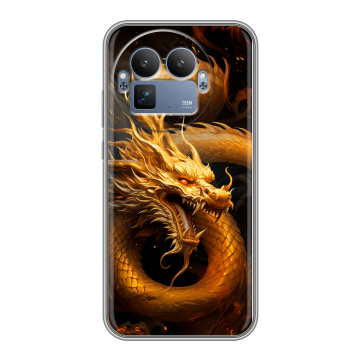 Силиконовый чехол на Realme GT8 Pro с принтом Золотой дракон Силиконовый чехол на Realme GT8 Pro с принтом Золотой дракон