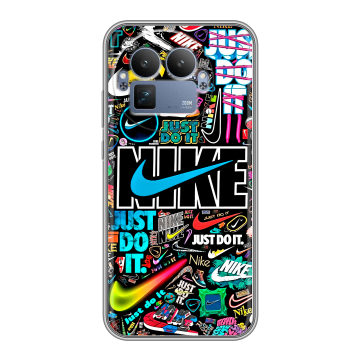 Силиконовый чехол на Realme GT8 Pro с принтом найк nike черный Силиконовый чехол на Realme GT8 Pro с принтом найк nike черный