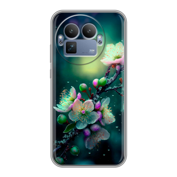Силиконовый чехол на Realme GT8 Pro с принтом Цветы и мрамор Силиконовый чехол на Realme GT8 Pro с принтом Цветы и мрамор