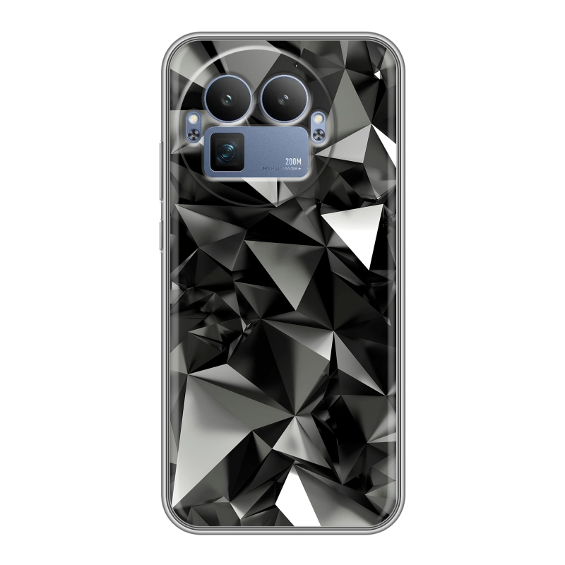 Силиконовый чехол на Realme GT8 Pro с принтом Черные кристаллы Силиконовый чехол на Realme GT8 Pro с принтом Черные кристаллы