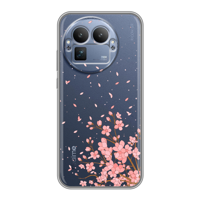 Силиконовый чехол на Realme GT8 Pro с принтом Ветка сакуры Силиконовый чехол на Realme GT8 Pro с принтом Ветка сакуры