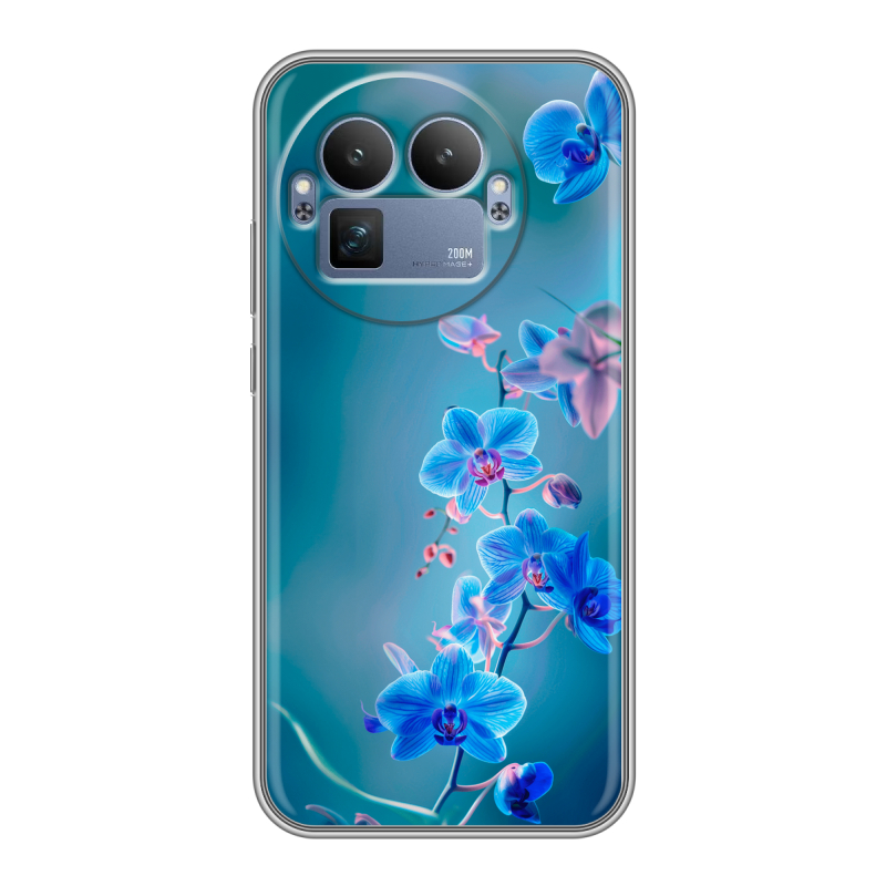 Силиконовый чехол на Realme GT8 Pro с принтом Голубые цветы Силиконовый чехол на Realme GT8 Pro с принтом Голубые цветы