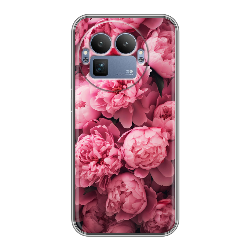 Силиконовый чехол на Realme GT8 Pro с принтом цветы пионы Силиконовый чехол на Realme GT8 Pro с принтом цветы пионы