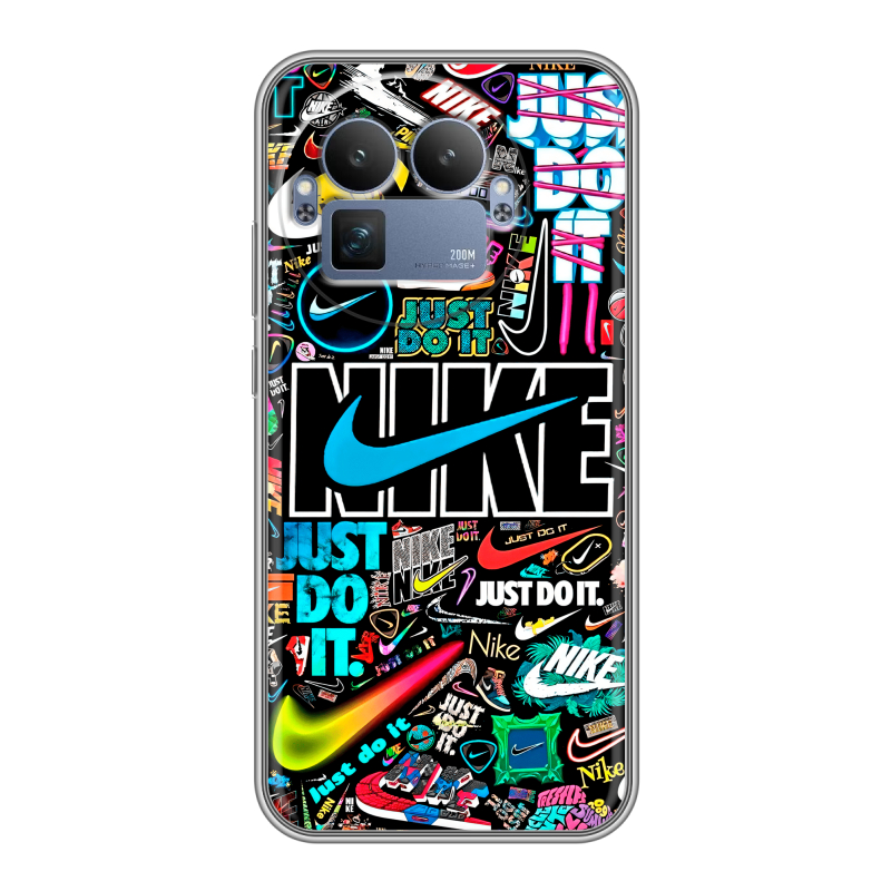 Силиконовый чехол на Realme GT8 Pro с принтом найк nike черный Силиконовый чехол на Realme GT8 Pro с принтом найк nike черный