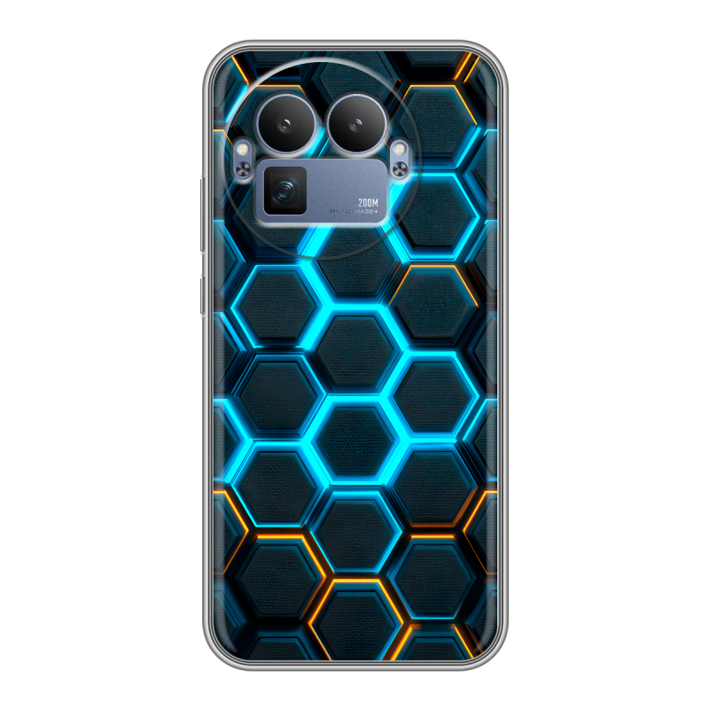 Силиконовый чехол на Realme GT8 Pro с принтом Неоновые соты Силиконовый чехол на Realme GT8 Pro с принтом Неоновые соты
