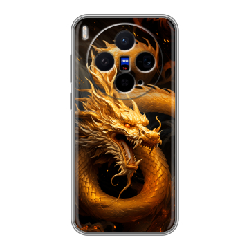 Силиконовый чехол на Vivo X300 с принтом Золотой дракон