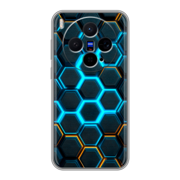 Силиконовый чехол на Vivo X300 с принтом Неоновые соты