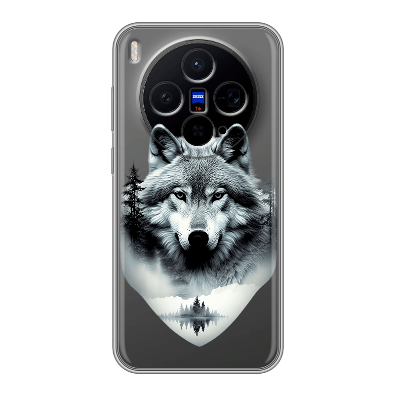 Силиконовый чехол на Vivo X300 с принтом Волк в лесу Силиконовый чехол на Vivo X300 с принтом Волк в лесу