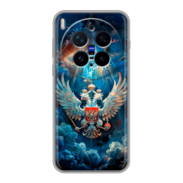 Силиконовый чехол на Vivo X300 Pro с принтом Герб флаг России