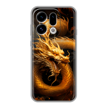 Силиконовый чехол на OPPO Find X9 с принтом Золотой дракон