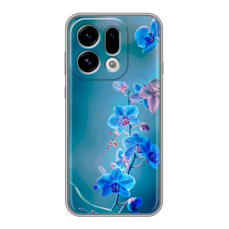 Силиконовый чехол на OPPO Find X9 с принтом Голубые цветы Силиконовый чехол на OPPO Find X9 с принтом Голубые цветы