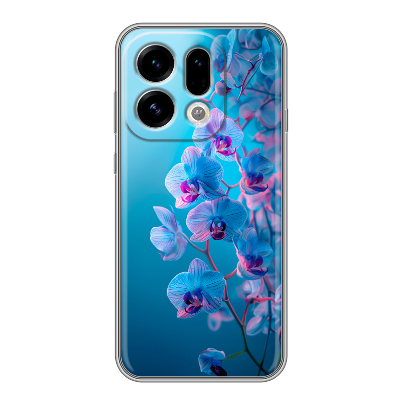 Силиконовый чехол на OPPO Find X9 с принтом голубые орхидеи Силиконовый чехол на OPPO Find X9 с принтом голубые орхидеи