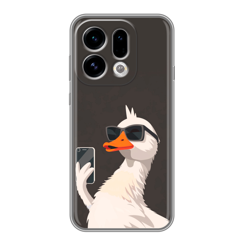 Силиконовый чехол на OPPO Find X9 с принтом утка в очках Силиконовый чехол на OPPO Find X9 с принтом утка в очках