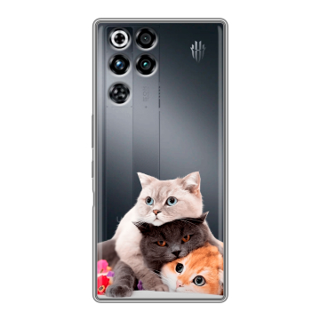 Силиконовый чехол на ZTE Nubia RedMagic 11 Pro с принтом Кошки