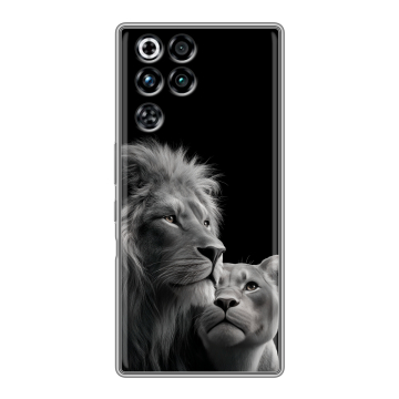 Силиконовый чехол на ZTE Nubia RedMagic 11 Pro с принтом Лев кошки