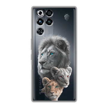 Силиконовый чехол на ZTE Nubia RedMagic 11 Pro с принтом Львы
