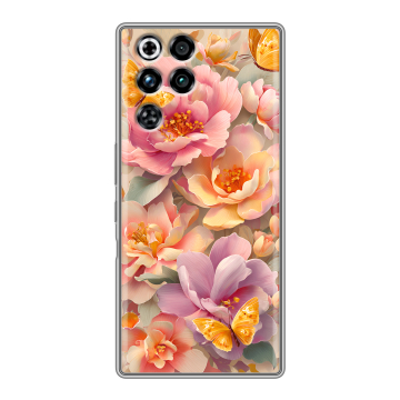 Силиконовый чехол на ZTE Nubia RedMagic 11 Pro с принтом Цветы и бабочки