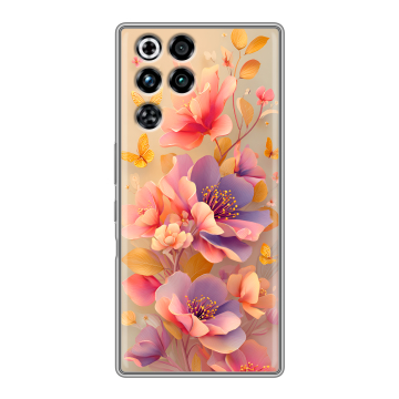 Силиконовый чехол на ZTE Nubia RedMagic 11 Pro с принтом Цветы и бабочки