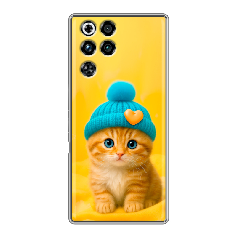 Силиконовый чехол на ZTE Nubia RedMagic 11 Pro с принтом Котенок в шапке Силиконовый чехол на ZTE Nubia RedMagic 11 Pro с принтом Котенок в шапке