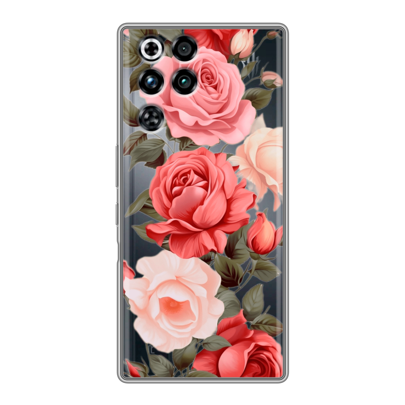 Силиконовый чехол на ZTE Nubia RedMagic 11 Pro с принтом Розы Силиконовый чехол на ZTE Nubia RedMagic 11 Pro с принтом Розы