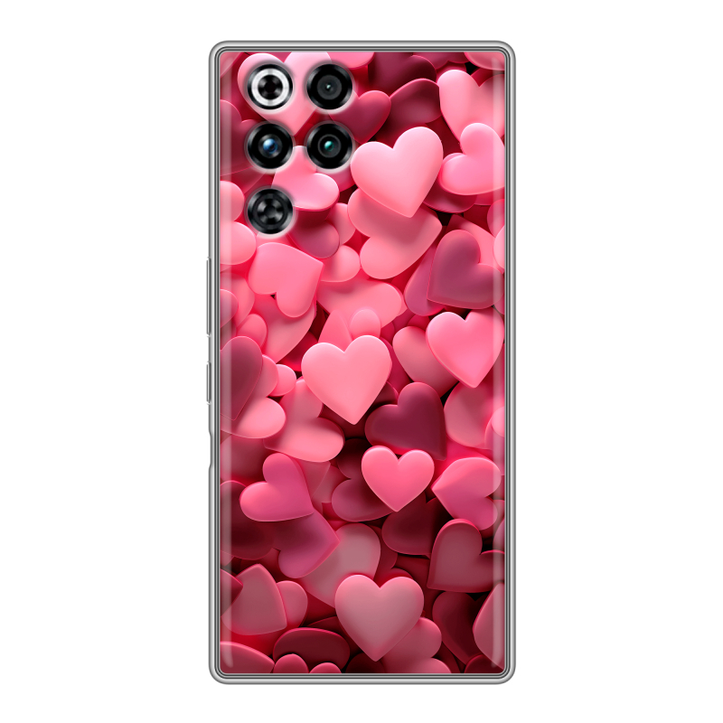 Силиконовый чехол на ZTE Nubia RedMagic 11 Pro с принтом розовые сердечки Силиконовый чехол на ZTE Nubia RedMagic 11 Pro с принтом розовые сердечки