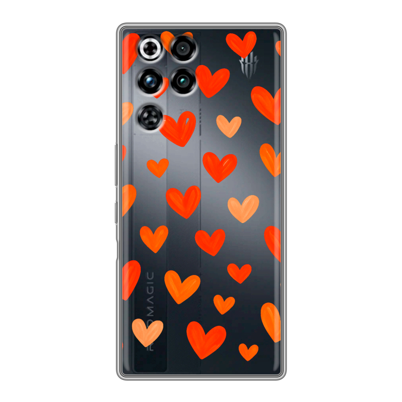 Силиконовый чехол на ZTE Nubia RedMagic 11 Pro с принтом Сердечки Силиконовый чехол на ZTE Nubia RedMagic 11 Pro с принтом Сердечки